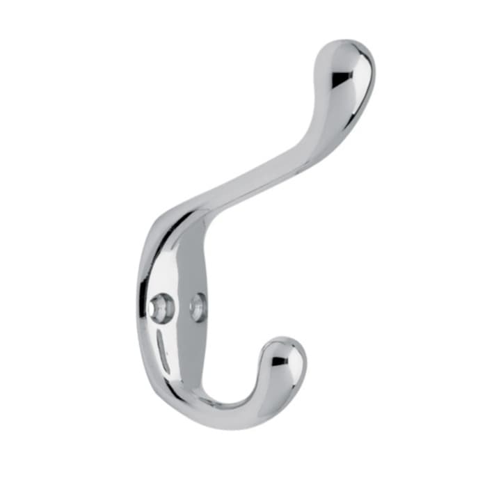 Liberty Steel Double Prong Coat and Hat Hook 3-9/16" (90mm) Tall Polished Chrome, B42302J-CHR-C