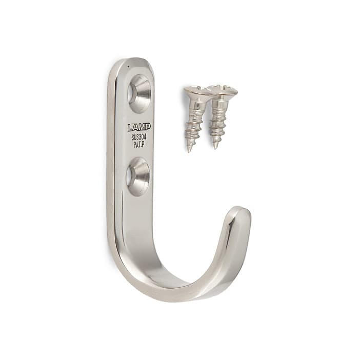 Utility Hooks 55 mm Long Single Prong, Stainless Steel