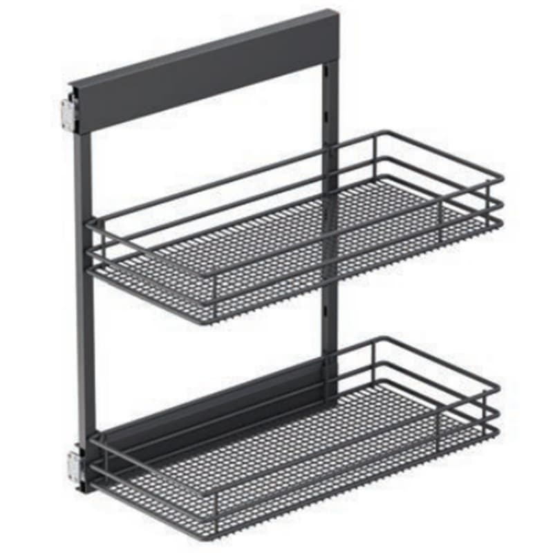 Vauth-Sagel SUB Side Saphir Series 4-1/16" W Platinum Base Cabinetry Pullout Organizer with Soft-close Full extension Slides, - 90009548