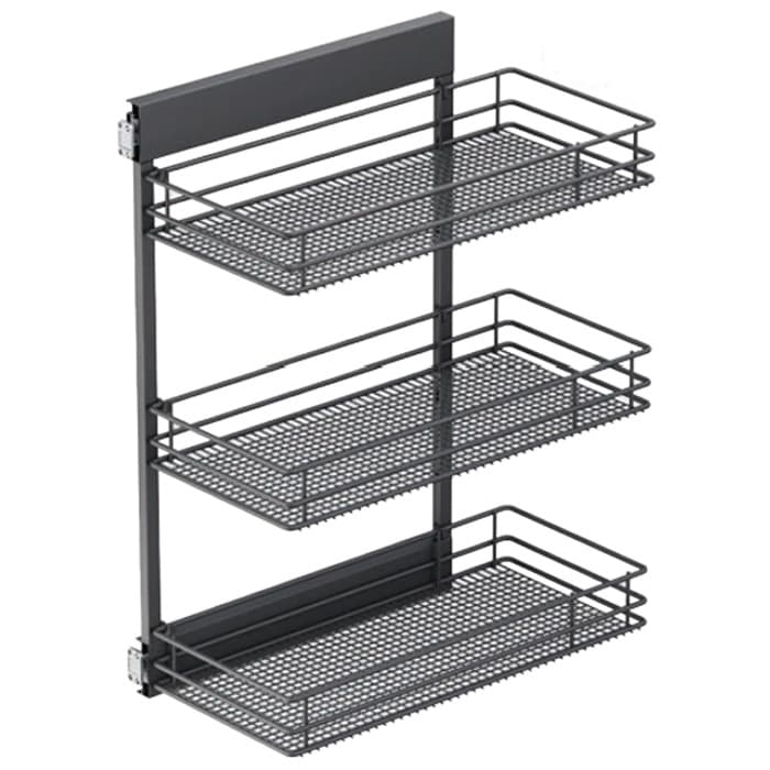 Vauth-Sagel SUB Side Saphir Series 10" W Platinum Base Cabinetry Pullout Organizer with Soft-close Full extension Slides, - 90009550
