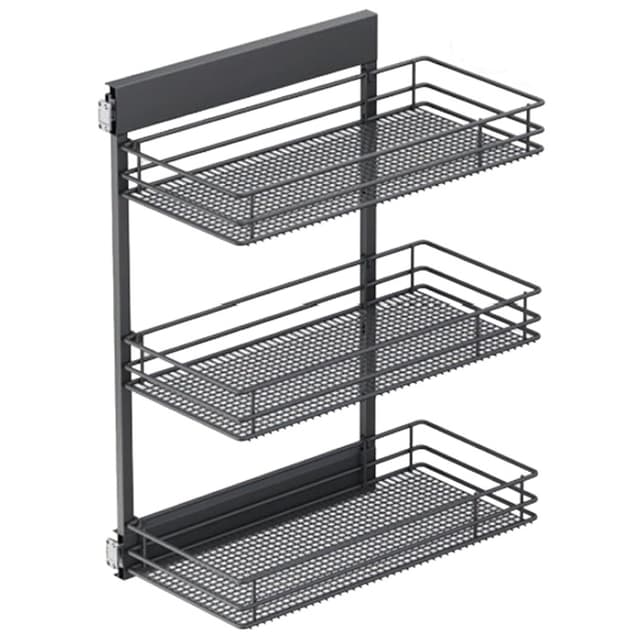 Vauth-Sagel SUB Side Saphir Series 10" W Platinum Base Cabinetry Pullout Organizer with Soft-close Full extension Slides, - 90009551