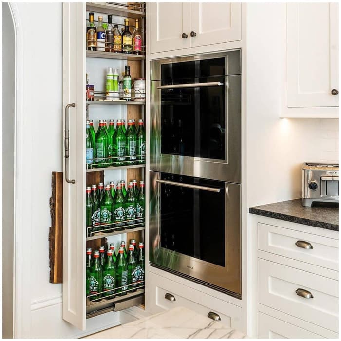 Kessebohmer Dispensa Arena Style Series 31-1/2-41-1/4"H Soft-Close / Soft-Open Full Extension Slides 4 Shelf Anthracite/Anthracite Pull Out Pantry, -BOMDP225315AN-AN