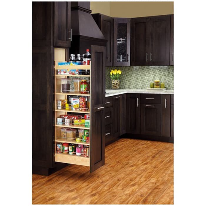 Rev-A-Shelf 448 Series 8"W Soft-Close Full Extension Slides 58-1/4"H x 22"D  , Maple Pull Out Pantry - 448-TP58-8-1