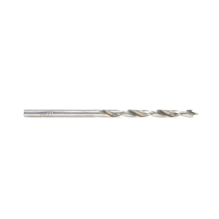 Timberline Drill Bit - High Speed Steel Brad Point 5mm Dia x 3-5/16" Length 3-5/16" Shank Diameter, 606-117