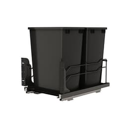 Rev-A-Shelf 53WC 14-3/8" Black Bottom Mount Waste Pullout with 2-35 Quart Black Bins Soft-Close, 53WC1835SCDMA21820