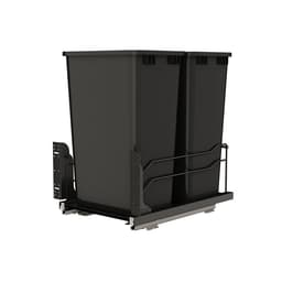 Rev-A-Shelf 53WC 14-3/4" Black Bottom Mount Waste Pullout with 2-50 Quart Black Bins Soft-Close, 53WC2150SCDMA21812