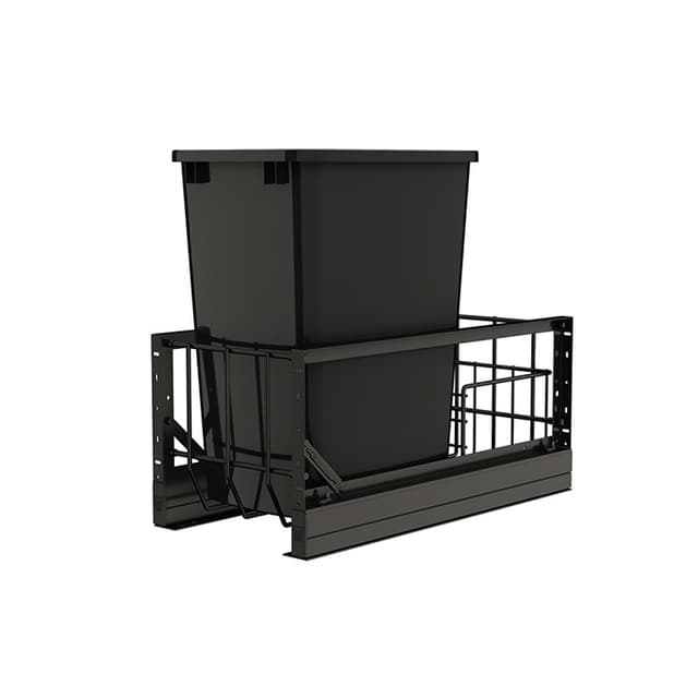 5349 Series Single 35 Quart Black Bin Bottom Mount Waste Container with Soft-Close, Rev-A-Shelf