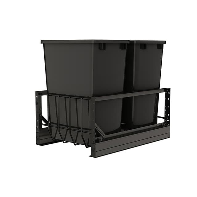 Rev-A-Shelf 5349 Series Bottom Mount Waste Pullout with Soft-close Full extension Slides