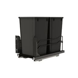 Rev-A-Shelf 53WC 11-1/4" Black Bottom Mount Waste Pullout with 2-27 Quart Black Bins Soft-Close, 53WC-1527SCDM-218