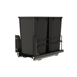 Rev-A-Shelf 53WC 11-1/4" Black Bottom Mount Waste Pullout with 2-27 Quart Black Bins Soft-Close, 53WC-1527SCDM-218-20