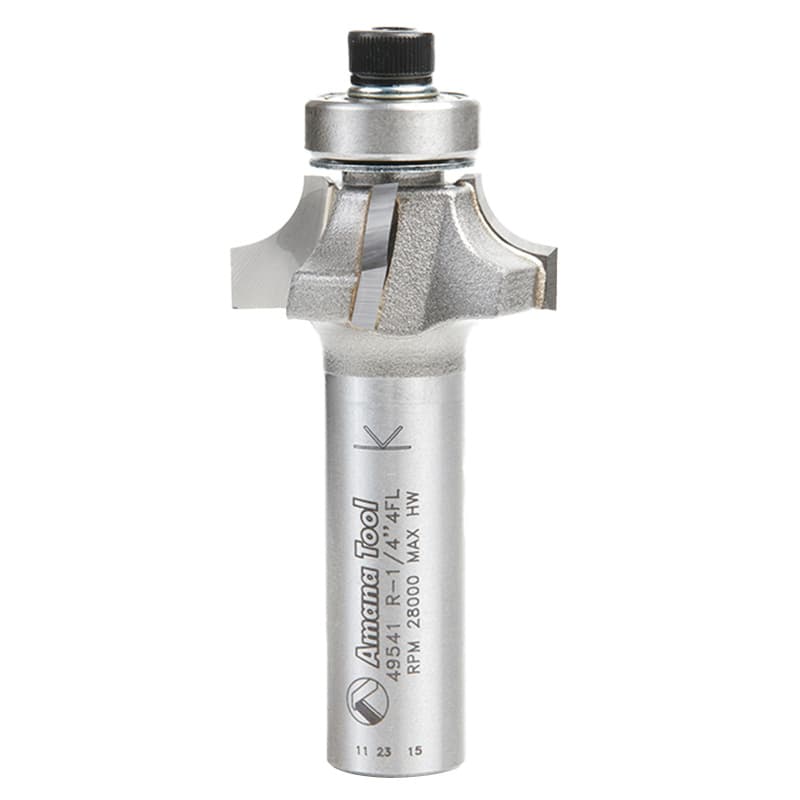 Amana 1-1/8" x 1/4" Radius Corner Rounding/Beading Router Bit, 4-Flute, 1/2" Shank