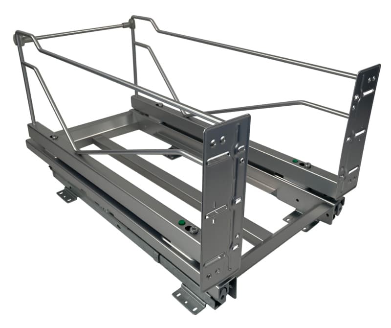 Waste Container Pullout Frame Only with Soft-open & Soft-Close, 12-1/4"W Silver, Bottom Mount, 16 Frames Per Pallet, Designed for 2 x 28QT, - 2507620102