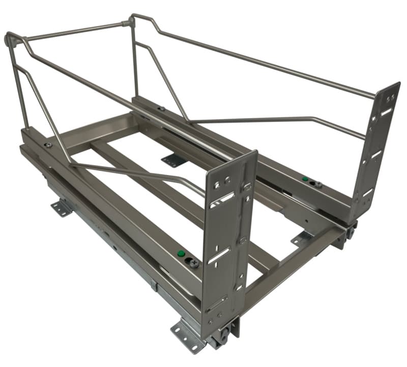Waste Container Pullout Frame Only with Soft-open & Soft-Close, 12-1/4"W Champagne, Bottom Mount, 16 Frames Per Pallet, Designed for 2 x 28QT, - 2507620103