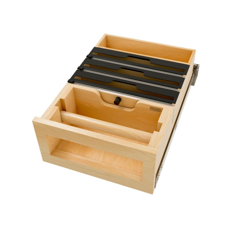 Rev-A-Shelf 4PTTD Series 15"W Maple Paper Towel Drawer Soft-close Full extension Slides, - 4PTTD-18HSC-1