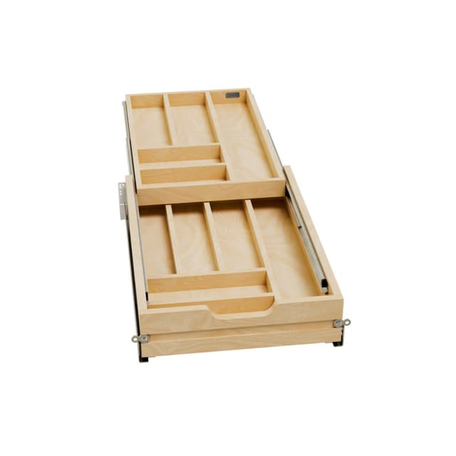 Rev-A-Shelf 4WTCD Series 15"W Maple Cutlery Drawer Soft-close Full extension Slides, Door Mount - 4WTCD-18HSC-1