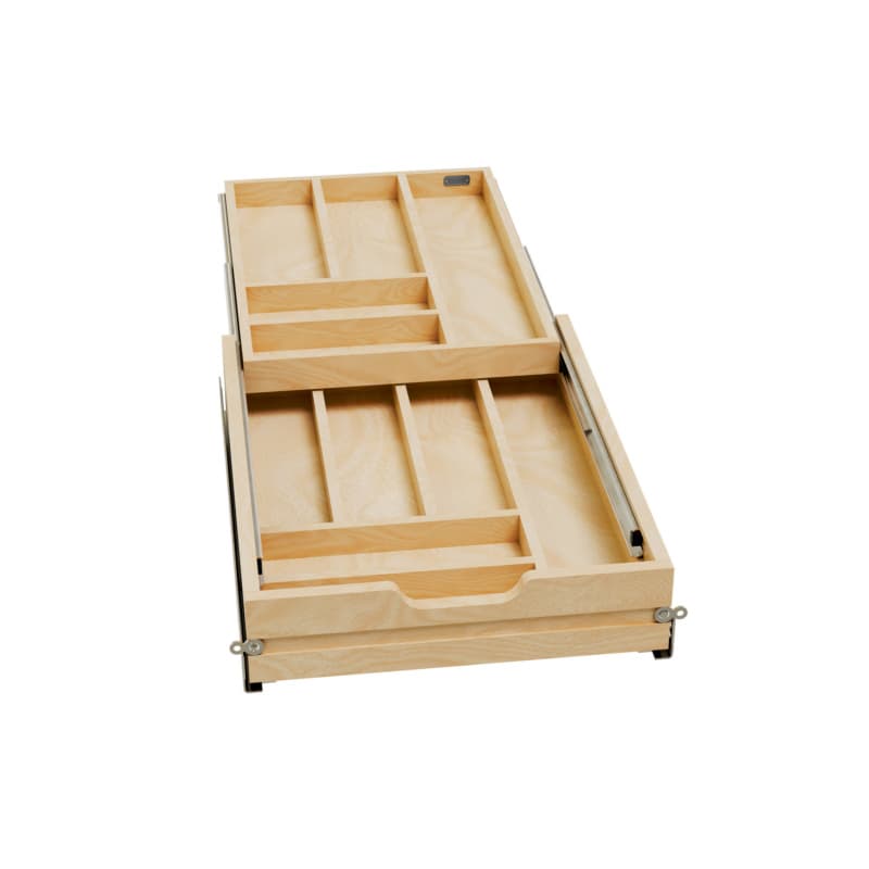 Rev-A-Shelf 4WTCD Series 16-1/2"W Maple Cutlery Drawer Soft-close Full extension Slides, Door Mount - 4WTCD-419HFLSC-1