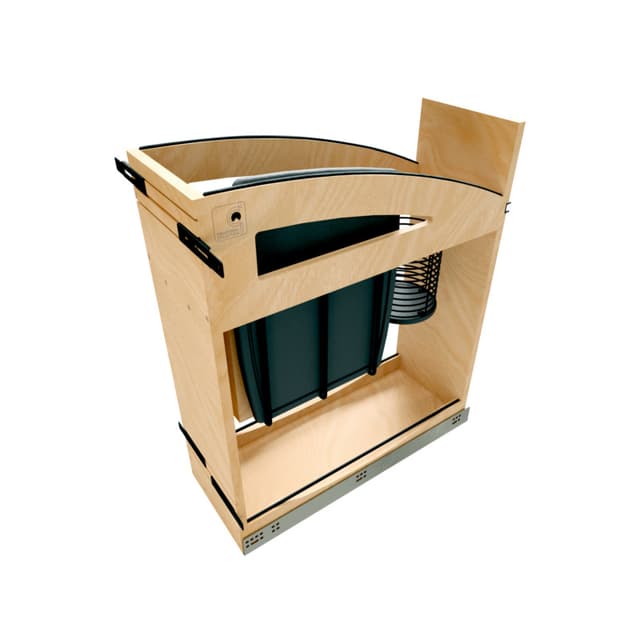 Rev-A-Shelf Craftsman Maple Base Cabinet Organizer with Knife Block and Utensil Bin with Soft-Close Slides