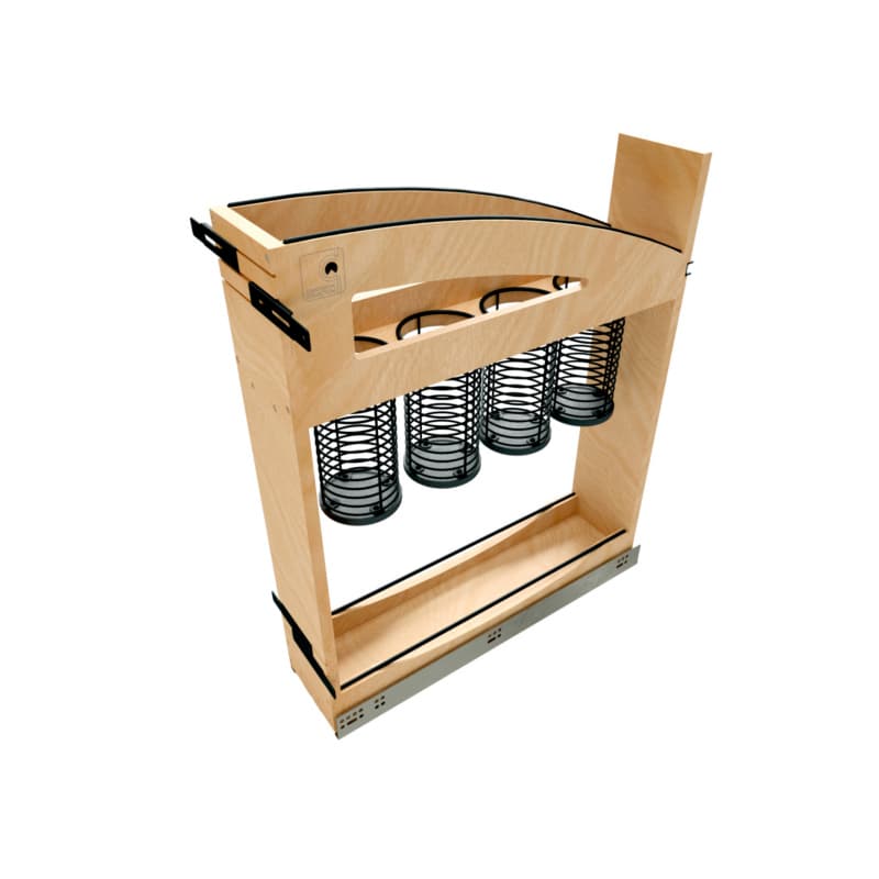 Rev-A-Shelf 448UT Craftsman Maple 5.94" 4-Bin 2-Shelf Base Cabinet Utensil Pullout Organizer with Soft-Close Slides, 448UTCC-BCSC-5MB