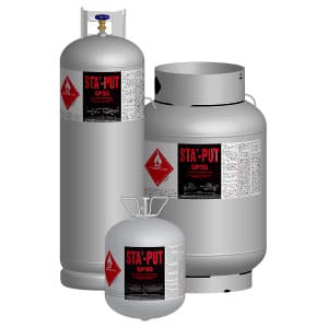5 GAL FLAM SPRAY GRADE ADHESIVE, CLEAR, Sta-Put CGSP30-05C