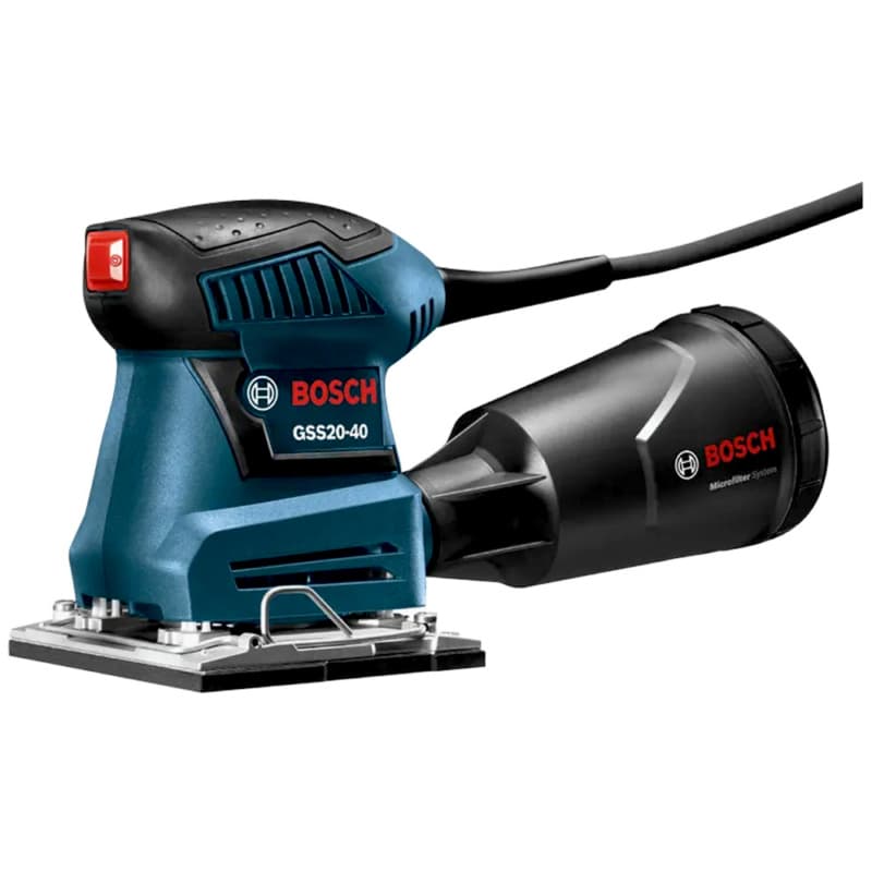 Bosch Orbital Sander Corded 2A Motor with 4-1/2 x 4" Rectangle Pad, Vacuum, GSS20-40