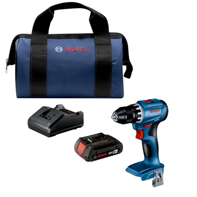 Bosch Drill/Driver 1/2" Keyless Chuck 18 V Li-Ion Cordless, 400 lbf.in of Torque, 2.0 Ah Battery Included, GSR18V-400B22