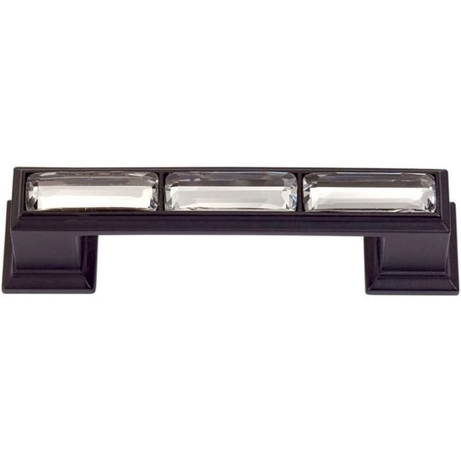 Top Knobs Crystal 3" (76 mm) Center to Center Matte Black Pull, 341-BL