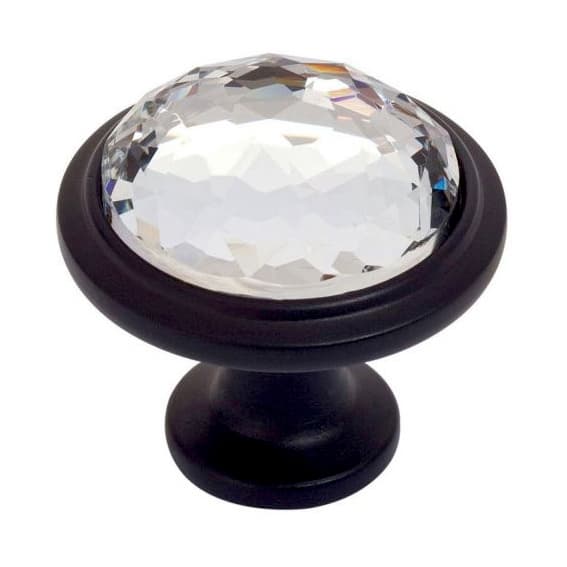 Top Knobs Crystal 1-5/16" (33 mm) Diameter Matte BlackKnob, 343-BL