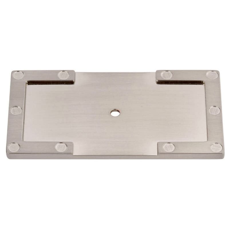 Atlas Homewares Campaign Backplate/Knobs 3-11/16" (94mm) Long Brushed Nickel, 378-BRN