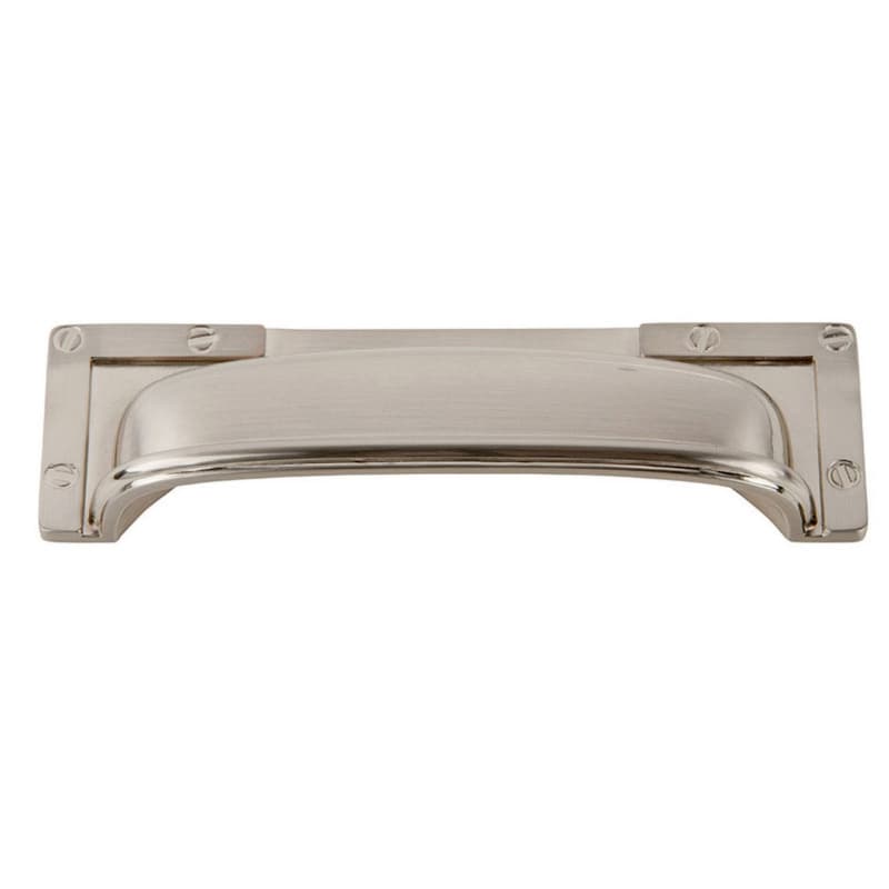 Top Knobs Campaign Series 3-3/4" (95 mm) Center to Center Brushed Nickel Cup Pull, - 382-BRN