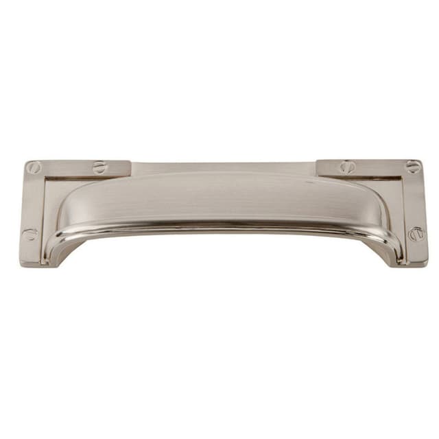 Top Knobs Campaign Series 3-3/4" (95 mm) Center to Center Brushed Nickel Cup Pull, - 382-BRN