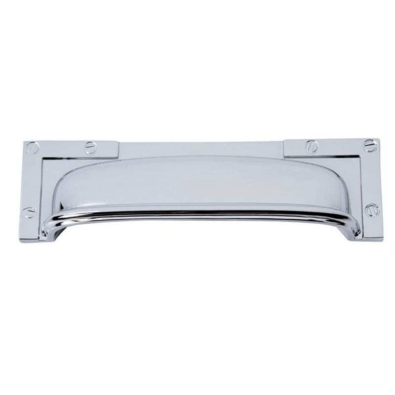 Top Knobs Campaign Series 3-3/4" (95 mm) Center to Center Polished Chrome Cup Pull, - 382-CH