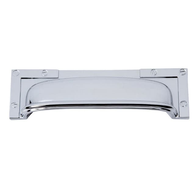 Top Knobs Campaign Series 3-3/4" (95 mm) Center to Center Polished Chrome Cup Pull, - 382-CH