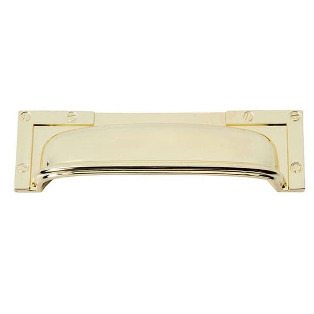 Top Knobs Campaign Series 3-3/4" (95 mm) Center to Center Polished Brass Cup Pull, - 382-PB