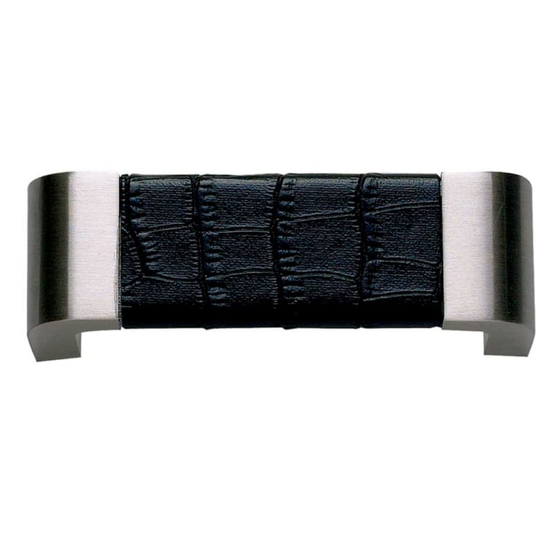 Top Knobs Paradigm 3" (76 mm) Center to Center Black Nickel/Black Croc Leather Pull, 3150-BN-CRC