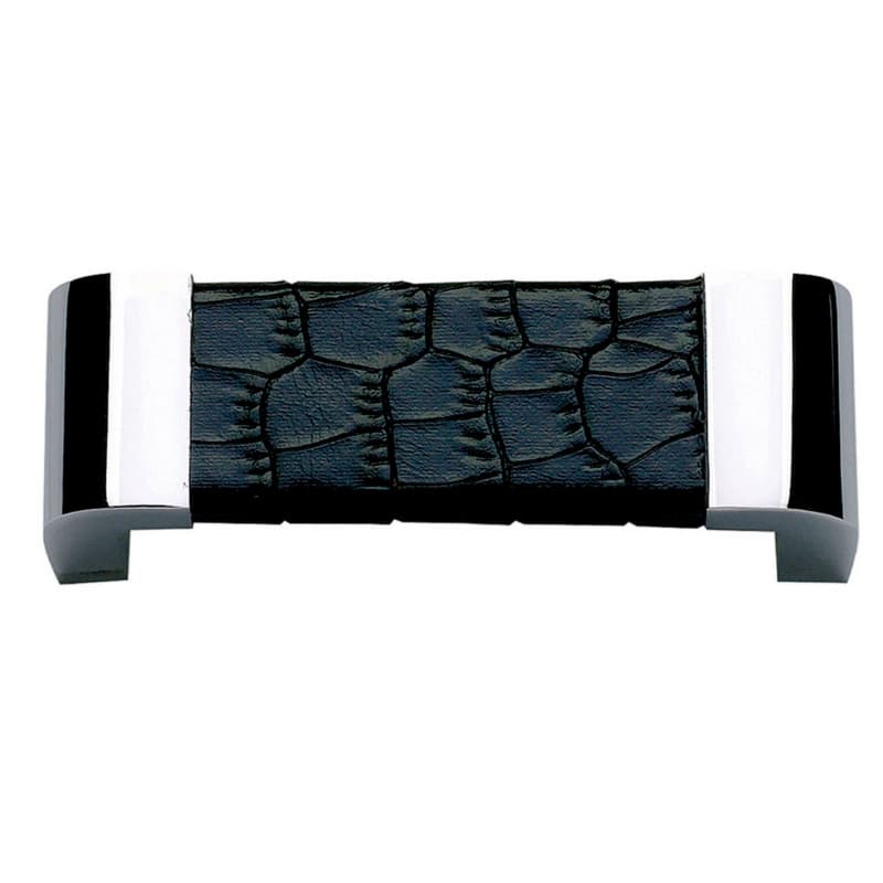Top Knobs Paradigm 3" (76 mm) Center to Center Chrome/Black Croc Leather Pull, 3150-CROC
