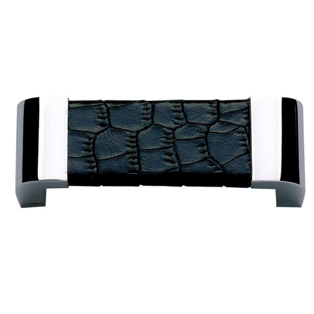 Top Knobs Paradigm Series 3" (76 mm) Center to Center Chrome/Black Croc Leather Pull, - 3150-CROC