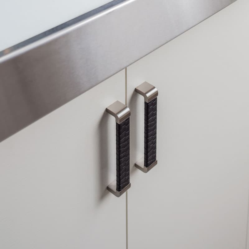 Top Knobs Paradigm 6-5/16" (160 mm) Center to Center Black Nickel/Black Croc Leather Pull, 3151-BN-CRC