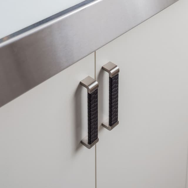 Top Knobs Paradigm Series 6-5/16" (160 mm) Center to Center Black Nickel/Black Croc Leather Pull, - 3151-BN-CRC