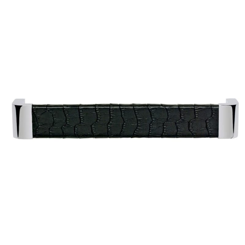 Top Knobs Paradigm 6-5/16" (160 mm) Center to Center Chrome/Black Croc Leather Pull, 3151-CROC