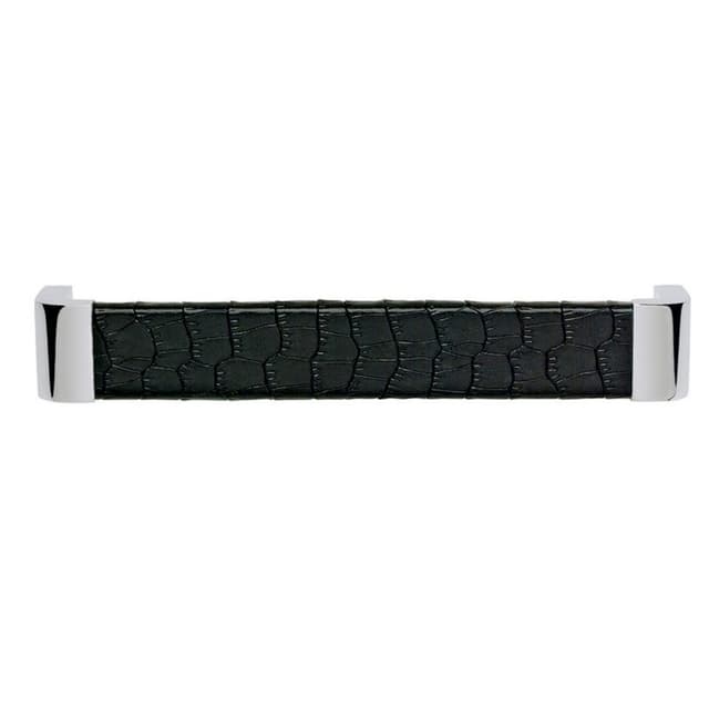 Top Knobs Paradigm Series 6-5/16" (160 mm) Center to Center Chrome/Black Croc Leather Pull, - 3151-CROC