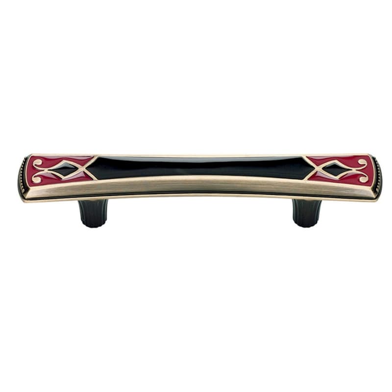 Top Knobs Canterbury 3" (76 mm) Center to Center Black/Red Pull, 3187-R-B