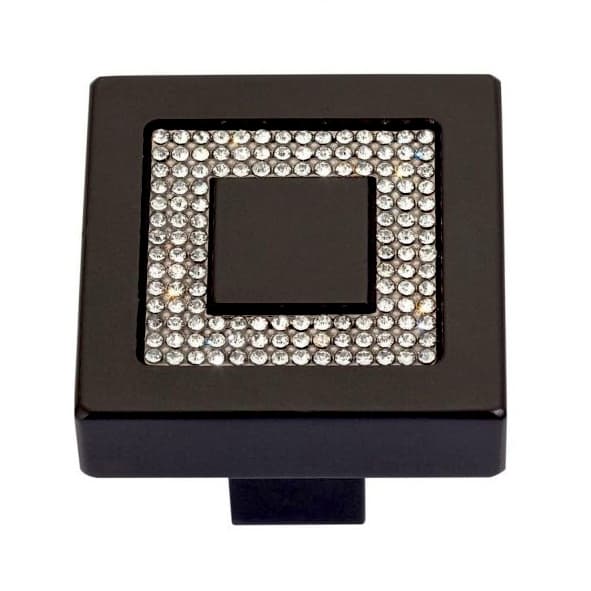 Top Knobs Crystal Series 1-3/8 in (35 mm) L x 1-3/8 in (35 mm) W Matte Black Knob, - 3192-BL