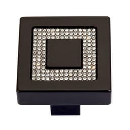 Top Knobs Crystal Series 1-3/8 in (35 mm) L x 1-3/8 in (35 mm) W Matte Black Knob, - 3192-BL