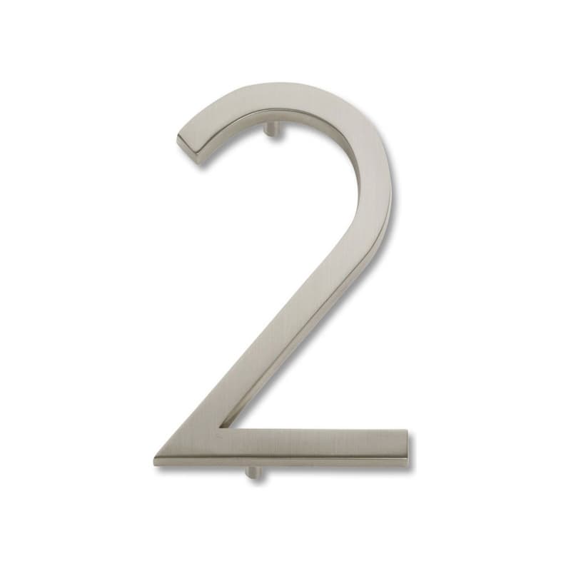 Top Knobs Modern Avalon Series Brushed Nickel 6 in (152 mm) L x 3-3/4 in (95 mm) W Zinc House Number, - AVN2-L-BRN