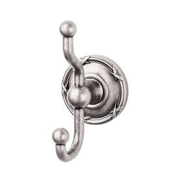 Edwardian Bath Double Hook 5" Long with Ribbon Backplate Antique Pewter - Top Knobs ED2APE