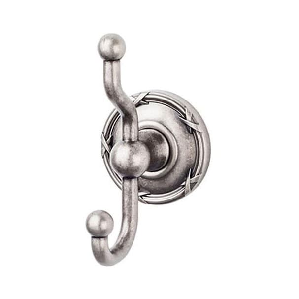 Edwardian Bath Double Hook 5" Long with Ribbon Backplate Antique Pewter - Top Knobs ED2APE