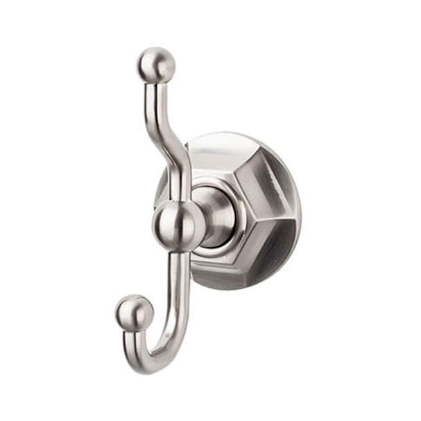 Edwardian Bath Double Hook 5" Long with Hex Backplate Brushed Satin Nickel - Top Knobs ED2BSNB