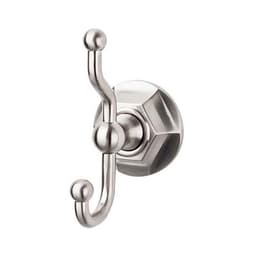 Edwardian Bath Double Hook 5" Long with Hex Backplate Brushed Satin Nickel - Top Knobs ED2BSNB