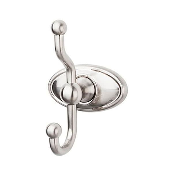 Edwardian Bath Double Hook 5" Long with Oval Backplate Brushed Satin Nickel - Top Knobs ED2BSNC