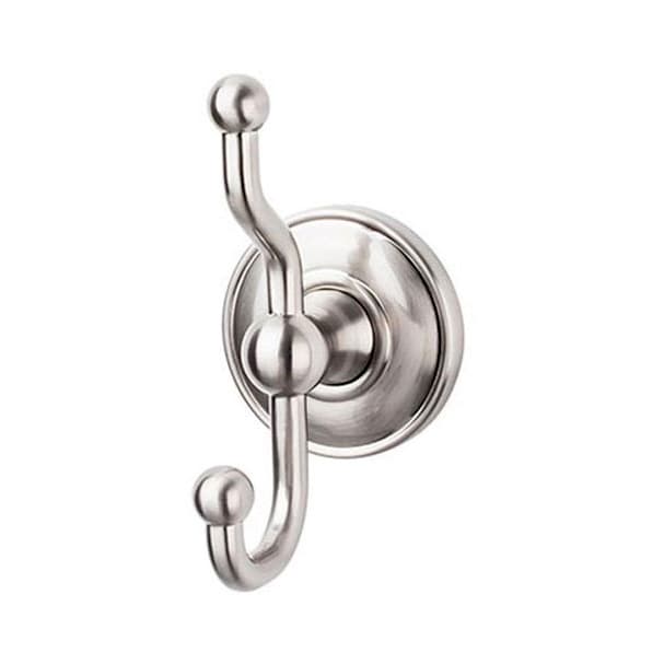 Edwardian Bath Double Hook 5" Long with Plain Backplate Brushed Satin Nickel - Top Knobs ED2BSND